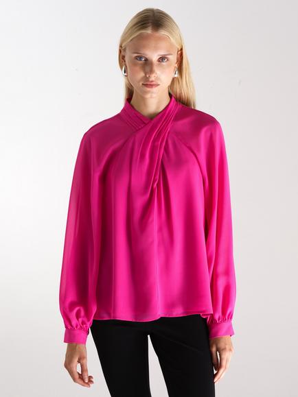 French Connection Eden Wrap Top, Fluro Pink