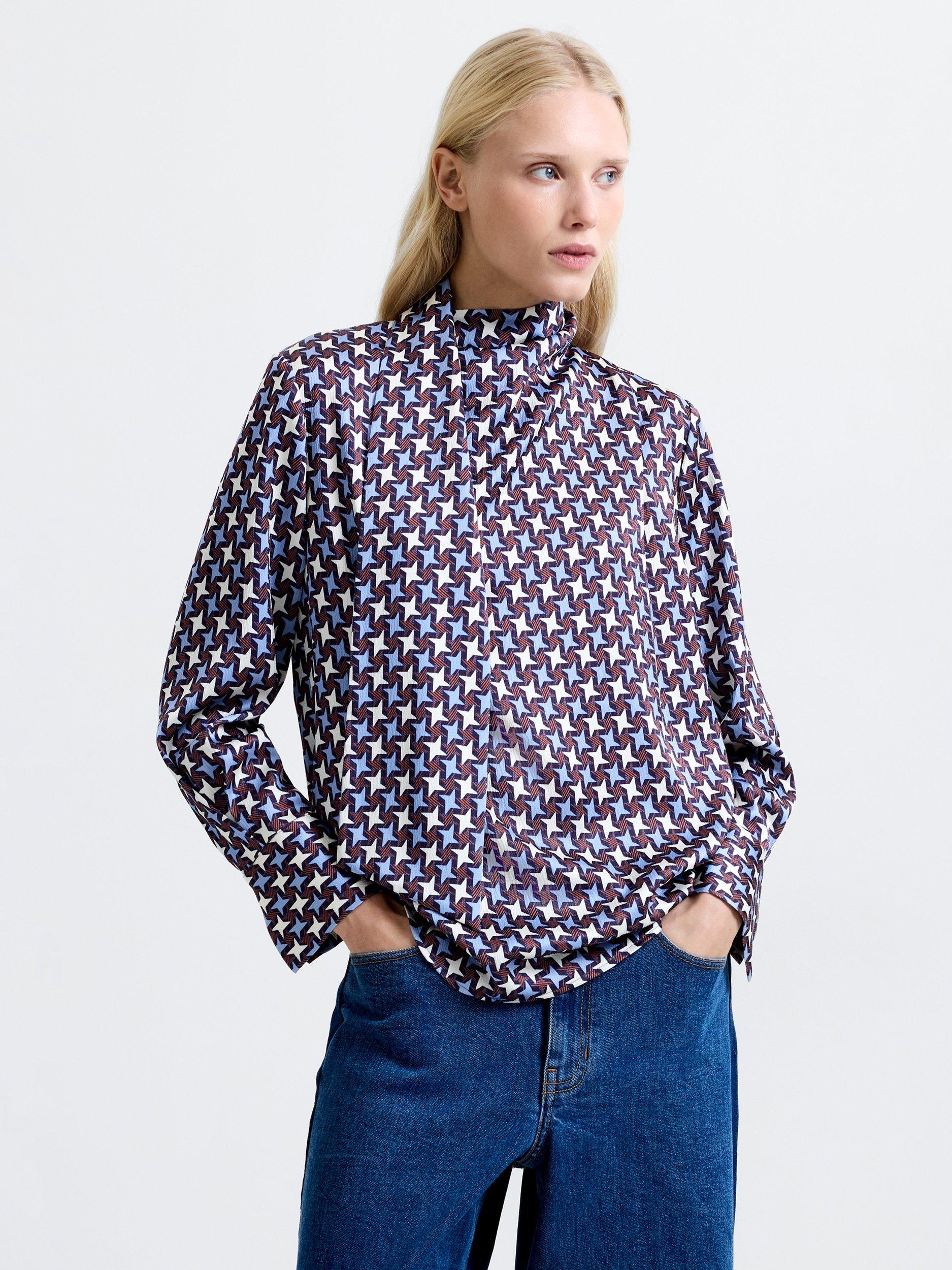 Product image 1 of 1, which shows French Connection Gloria Dolly Abstract Top, Blueberry/Multi, XS