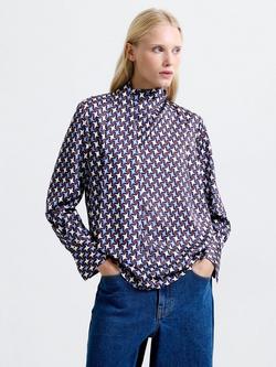 French Connection Gloria Dolly Abstract Top, Blueberry/Multi, Blueberry/Multi