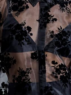 French Connection Mika Flocked Organza Floral Long Sleeve Shirt, Black - view 2, Black