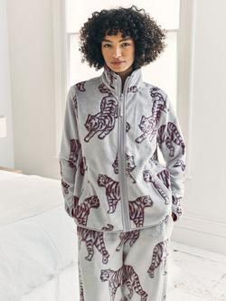 Chelsea Peers Burnout Tiger Fleece Lounge Set, Purple - view 2, Purple