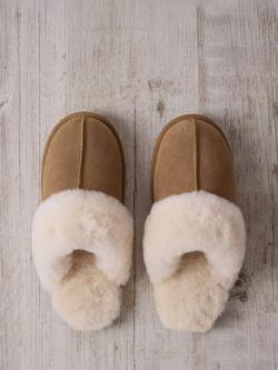 Chelsea Peers Suede Sheepskin Mule Slippers - view 2, Camel