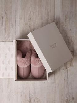 Chelsea Peers Suede Sheepskin Mule Slippers, Pink