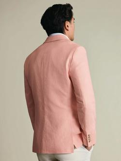 Charles Tyrwhitt Linen Cotton Blend Single Breasted Slim Fit Jacket - view 2, Peach
