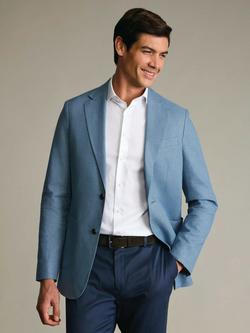 Charles Tyrwhitt Linen Cotton Blend Single Breasted Slim Fit Jacket, Light Blue