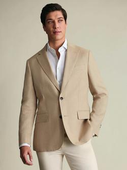 Charles Tyrwhitt Slim Fit Linen Twill Blazer, Natural Stone - view 2, Natural Stone