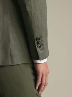 Charles Tyrwhitt Linen Single Breasted Slim Fit Suit Jacket, Olive Green - view 2, Olive Green