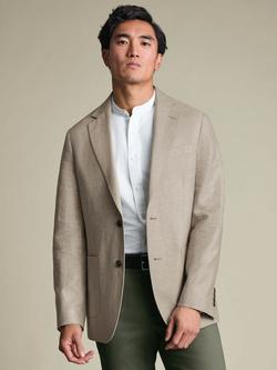 Charles Tyrwhitt Linen Cotton Blend Single Breasted Slim Fit Jacket, Stone
