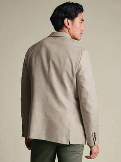 Charles Tyrwhitt Linen Cotton Blend Single Breasted Slim Fit Jacket - view 2, Stone