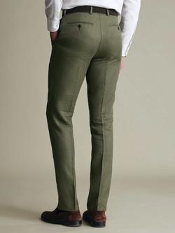 Charles Tyrwhitt Linen Slim Fit Suit Trousers - view 2, Olive Green