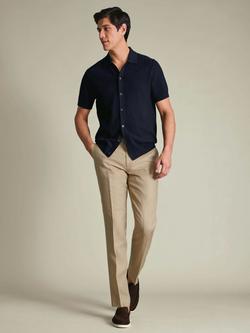 Charles Tyrwhitt Linen Slim Fit Suit Trousers - view 2, Natural Stone