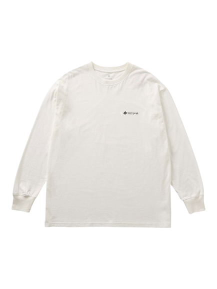 Snow Peak Cotton Regular Fit Long Sleeve Logo T-Shirt, Off White, Off White