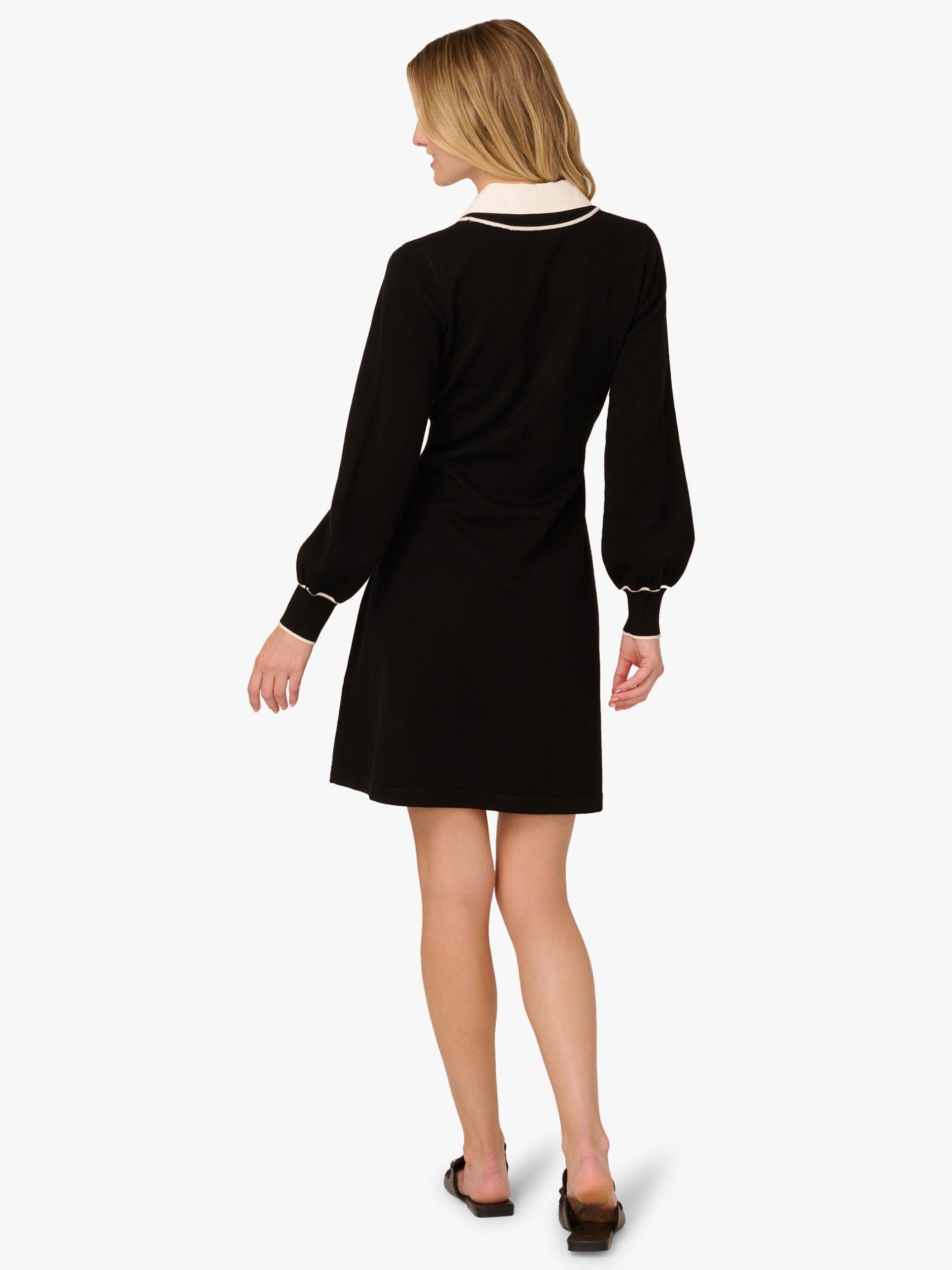 V Neck Sweater Black Sweater Dress With White Collar Adrianna