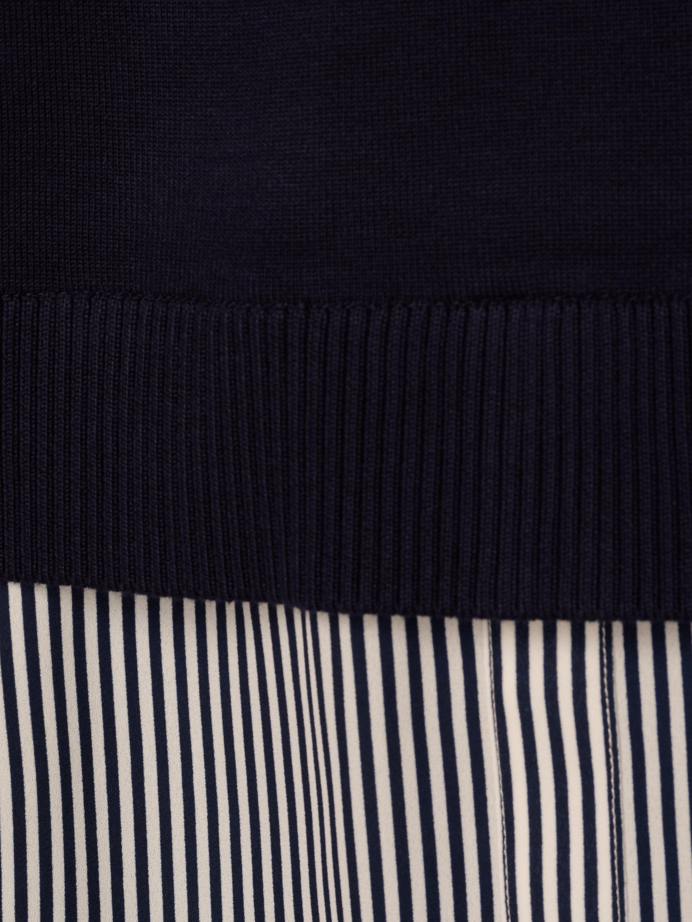 Product image 7 of 7, which shows Adrianna Papell Stripe Button Neck Sweater Top, Navy/Multi, L