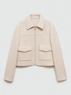 Mango Sipi Zip Front Wool Blend Jacket, Light Beige - view 2, Light Beige