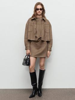 Mango Texa Leather Effect Jacket, Lt Pastel Brown, Lt Pastel Brown