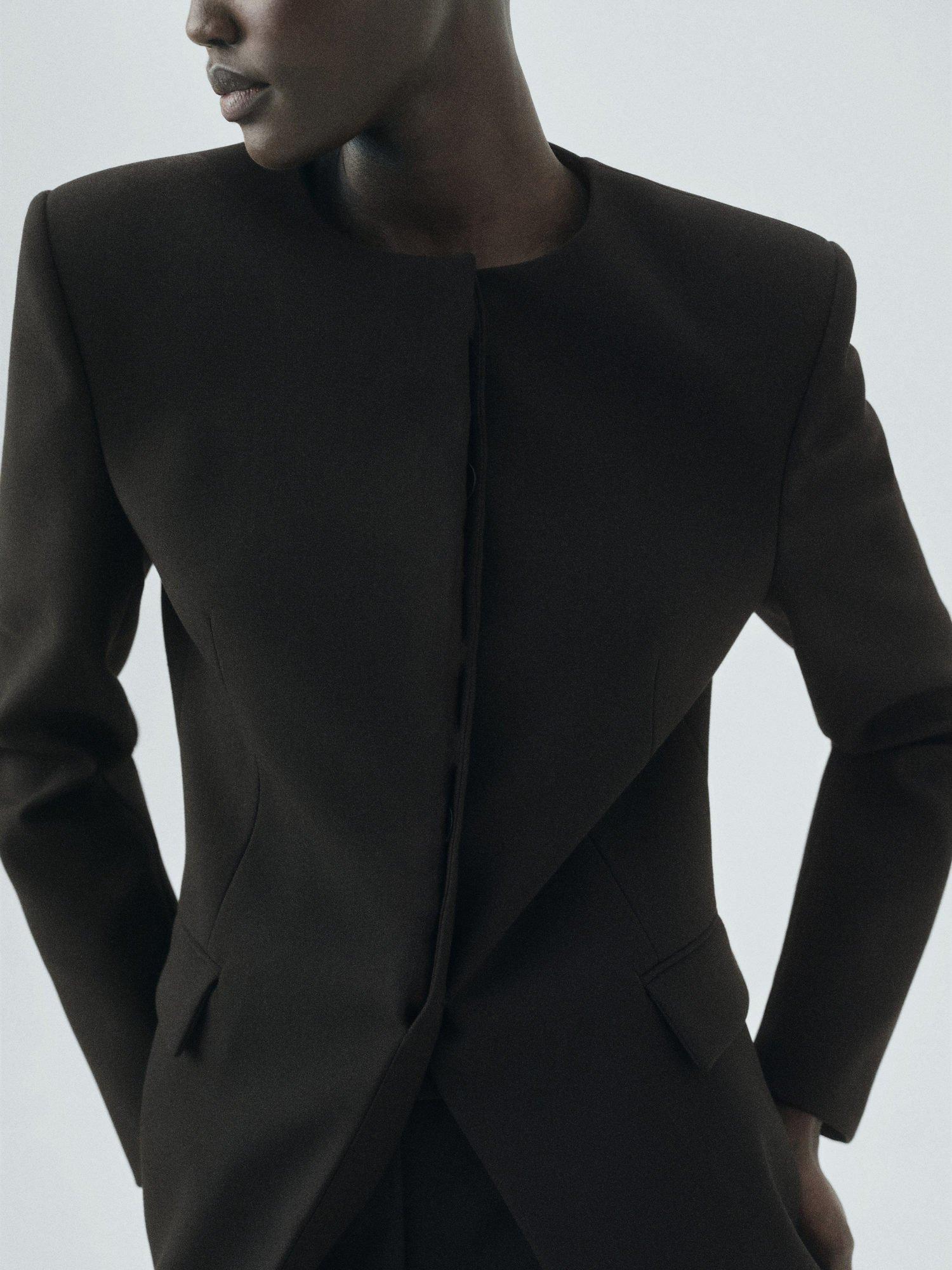 Product image 1 of 8, which shows Mango Tropi Tailored Blazer, Black, L