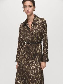 Mango Camila Spot Shirt Dress, Khaki, Khaki