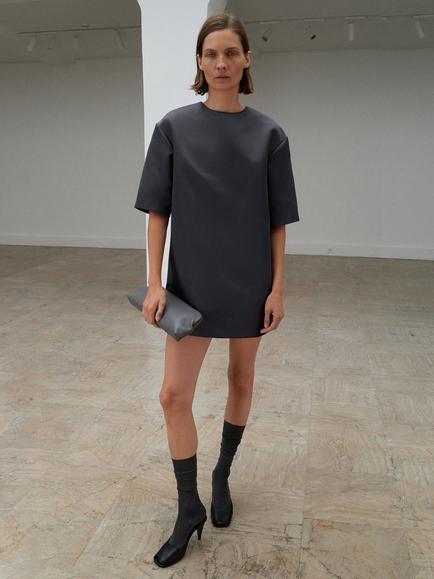 Mango Dafne Satin Mini Dress, Charcoal - view 2, Charcoal
