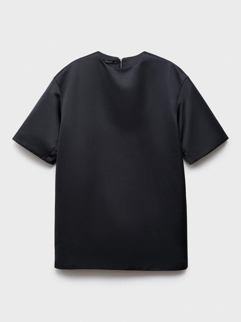 Product image 3 of 7, which shows Mango Dafne Satin Mini Dress, Charcoal, 10