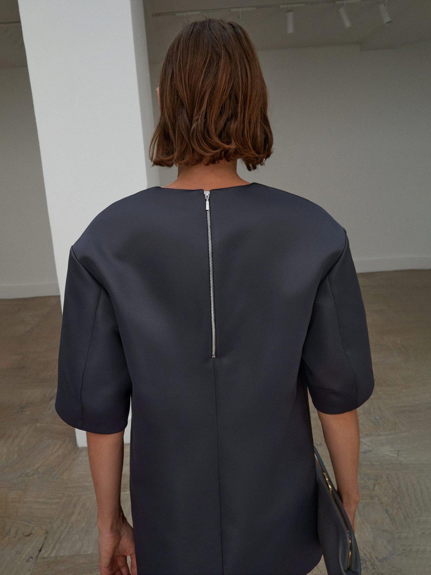 Product image 4 of 7, which shows Mango Dafne Satin Mini Dress, Charcoal, 10