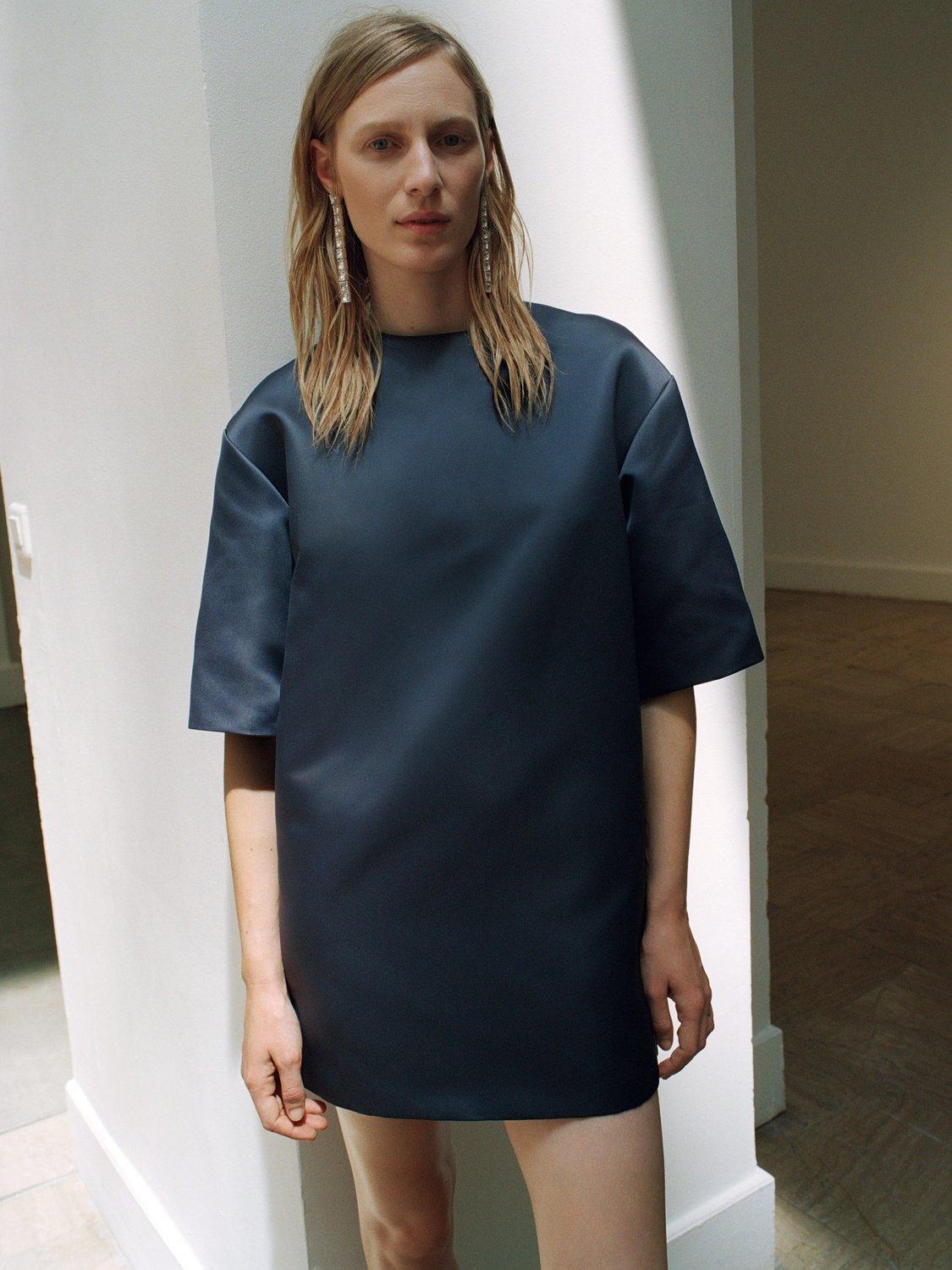 Product image 7 of 7, which shows Mango Dafne Satin Mini Dress, Charcoal, 10