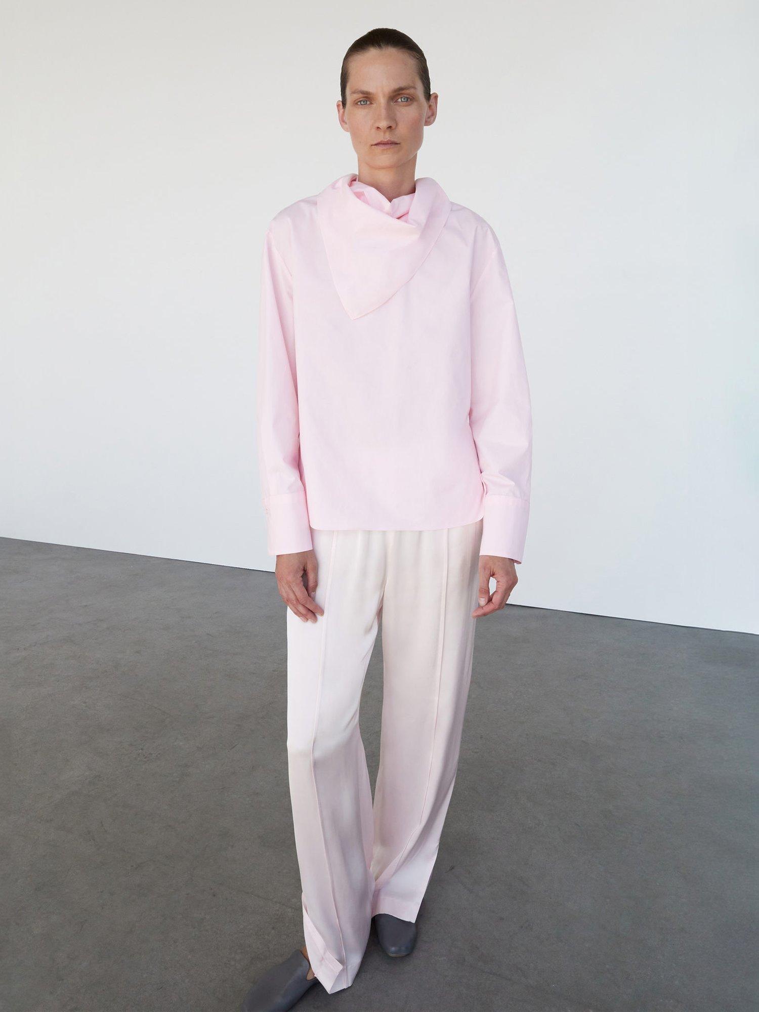 Product image 1 of 7, which shows Mango Lombda Scarf Neck Top, Pastel Pink, 10