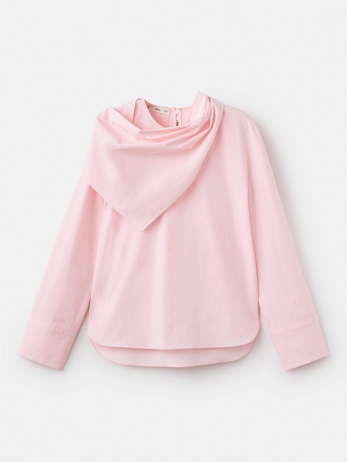Product image 3 of 7, which shows Mango Lombda Scarf Neck Top, Pastel Pink, 10
