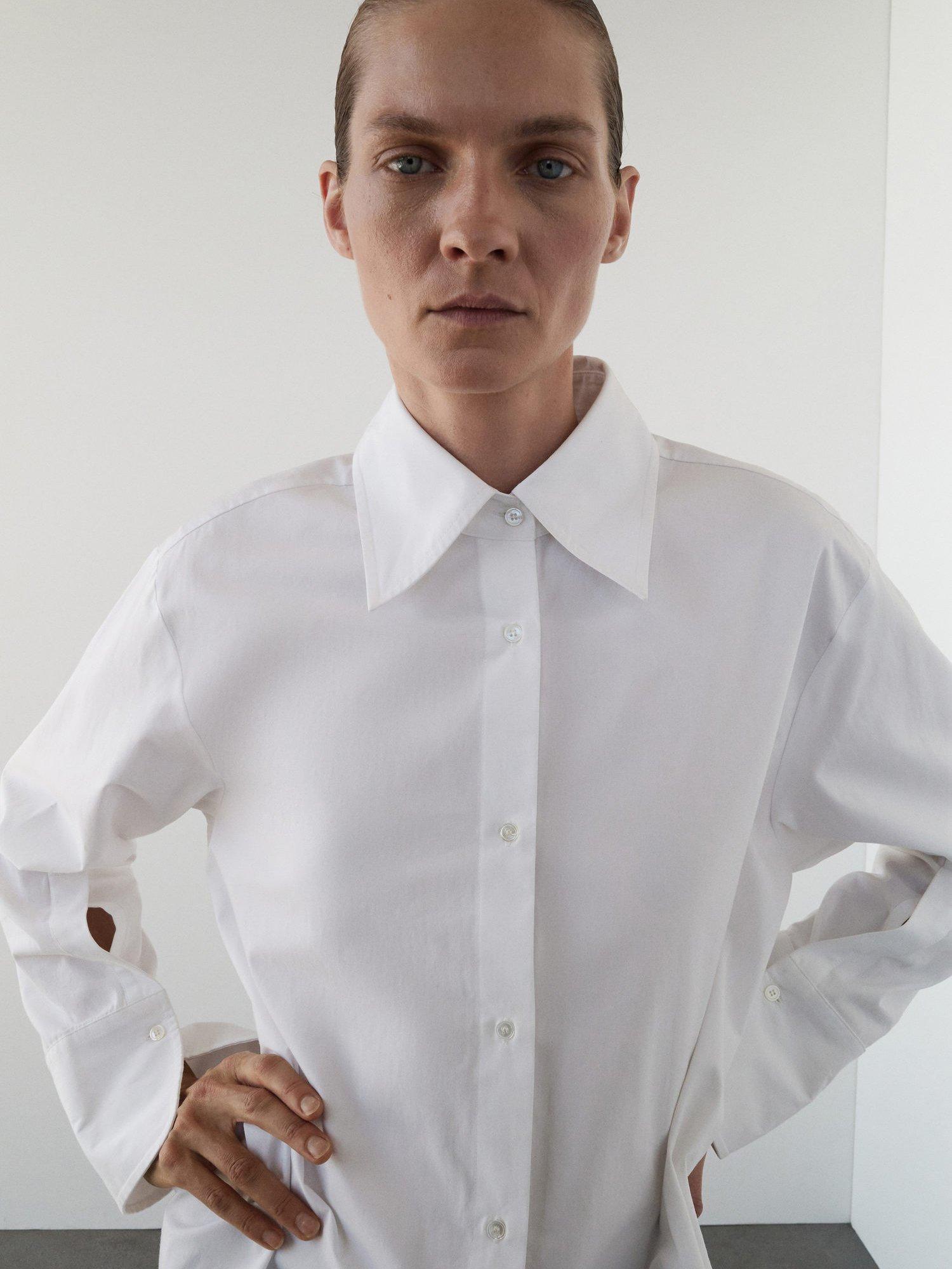 Product image 1 of 8, which shows Mango Lombarda Cross Back Shirt, White, 10