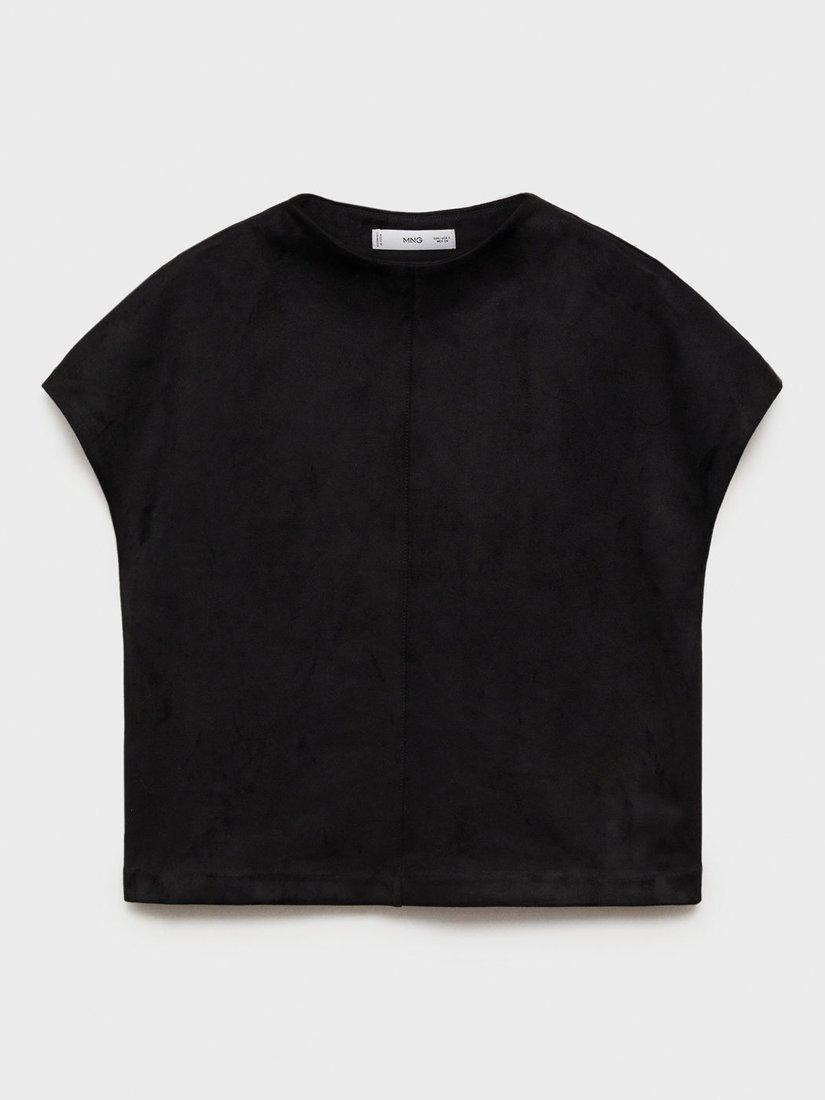 Product image 3 of 7, which shows Mango Texas Short Sleeve High Neck Blouse, Black, M
