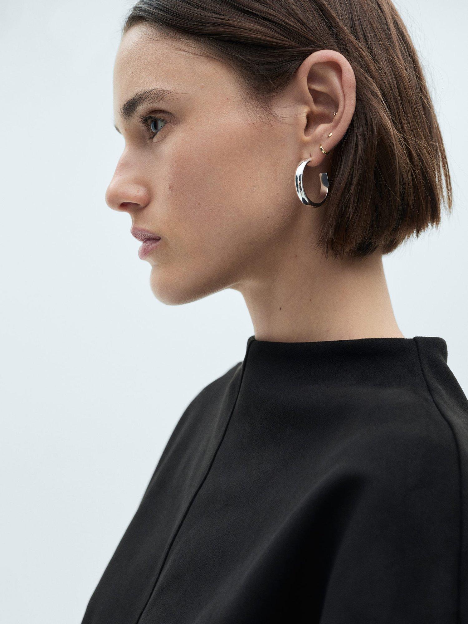 Product image 6 of 7, which shows Mango Texas Short Sleeve High Neck Blouse, Black, M