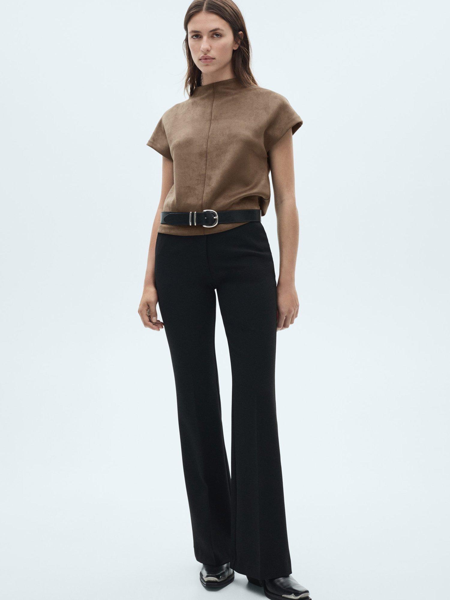 Product image 7 of 8, which shows Mango Texas Short Sleeve High Neck Blouse, Lt Pastel Brown, S