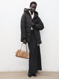 Mango Tokyo Hooded Quilted Zip Front Coat, Black - view 2, Black