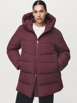 Mango Tokyo Quilted Water Repellent Jacket, Dark Red, Dark Red