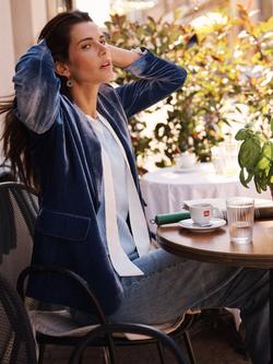 NRBY New May Velvet Jacket - view 2, Denim Blue