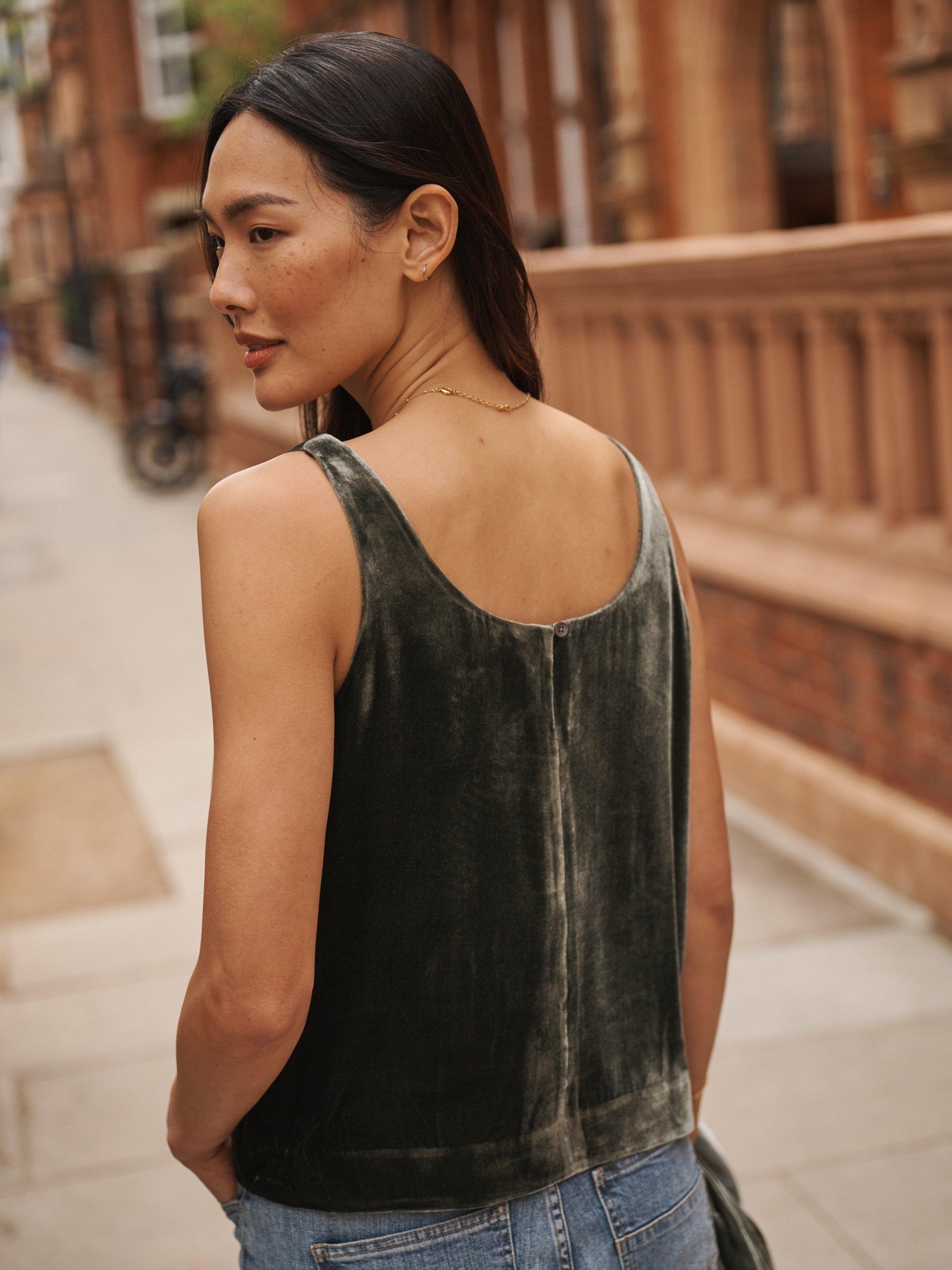 Product image 2 of 7, which shows NRBY Violet Velvet Vest Top, Khaki, XS