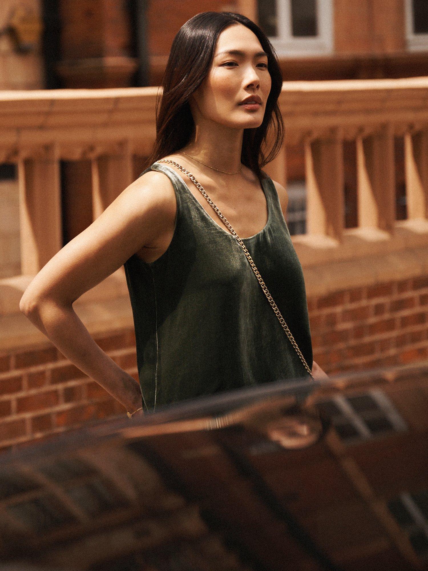 Product image 4 of 7, which shows NRBY Violet Velvet Vest Top, Khaki, XS