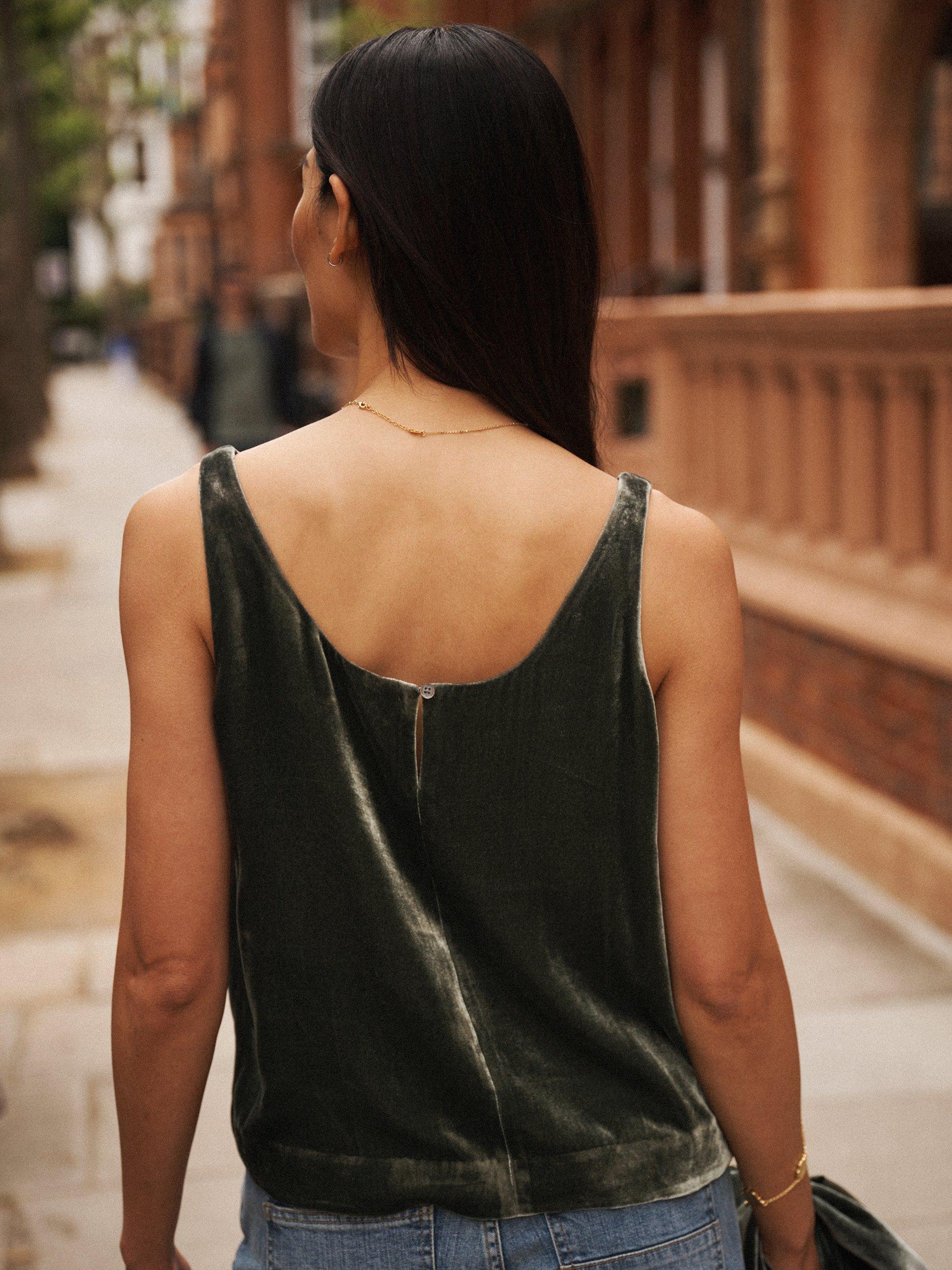 Product image 5 of 7, which shows NRBY Violet Velvet Vest Top, Khaki, XS