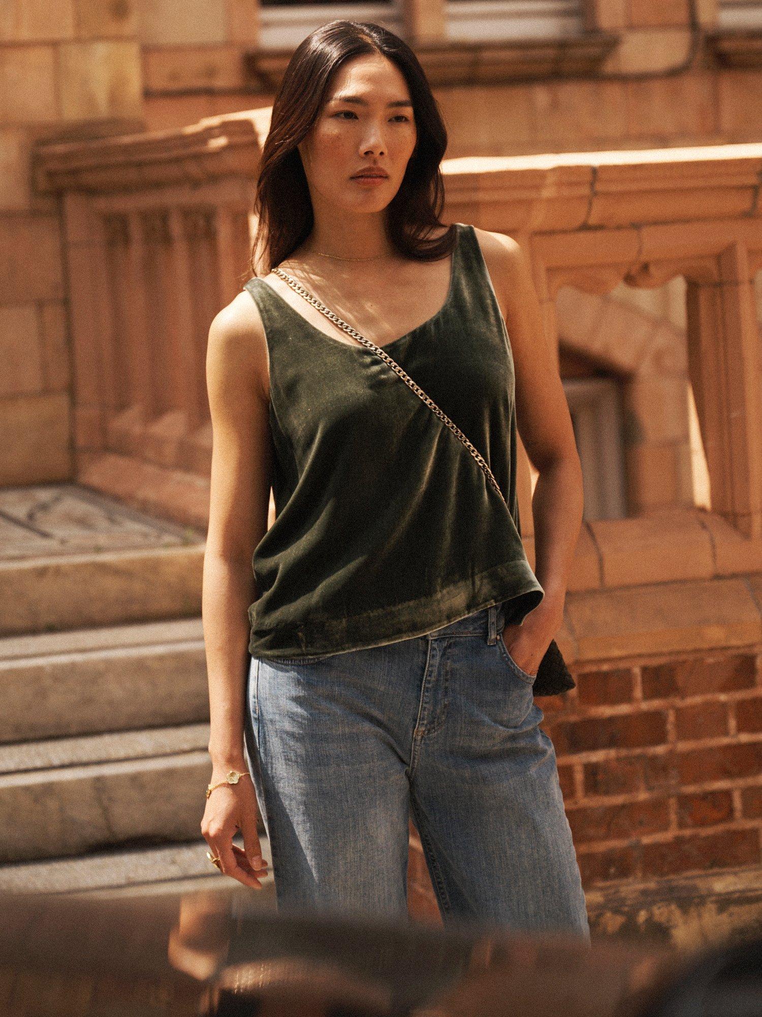 Product image 7 of 7, which shows NRBY Violet Velvet Vest Top, Khaki, XS