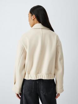 John Lewis Collared Wool Blend Bomber Jacket, Oatmeal - view 2, Oatmeal