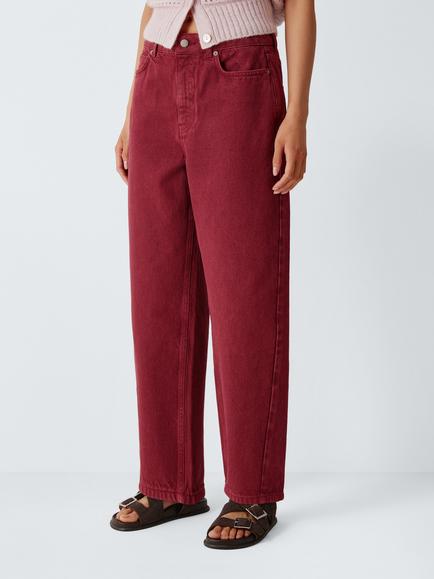 AND/OR Barrel Leg Jeans, Burgundy, Burgundy