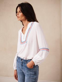 NRBY Vaila Embroidered Long Sleeve V Neck Blouse - view 2, White