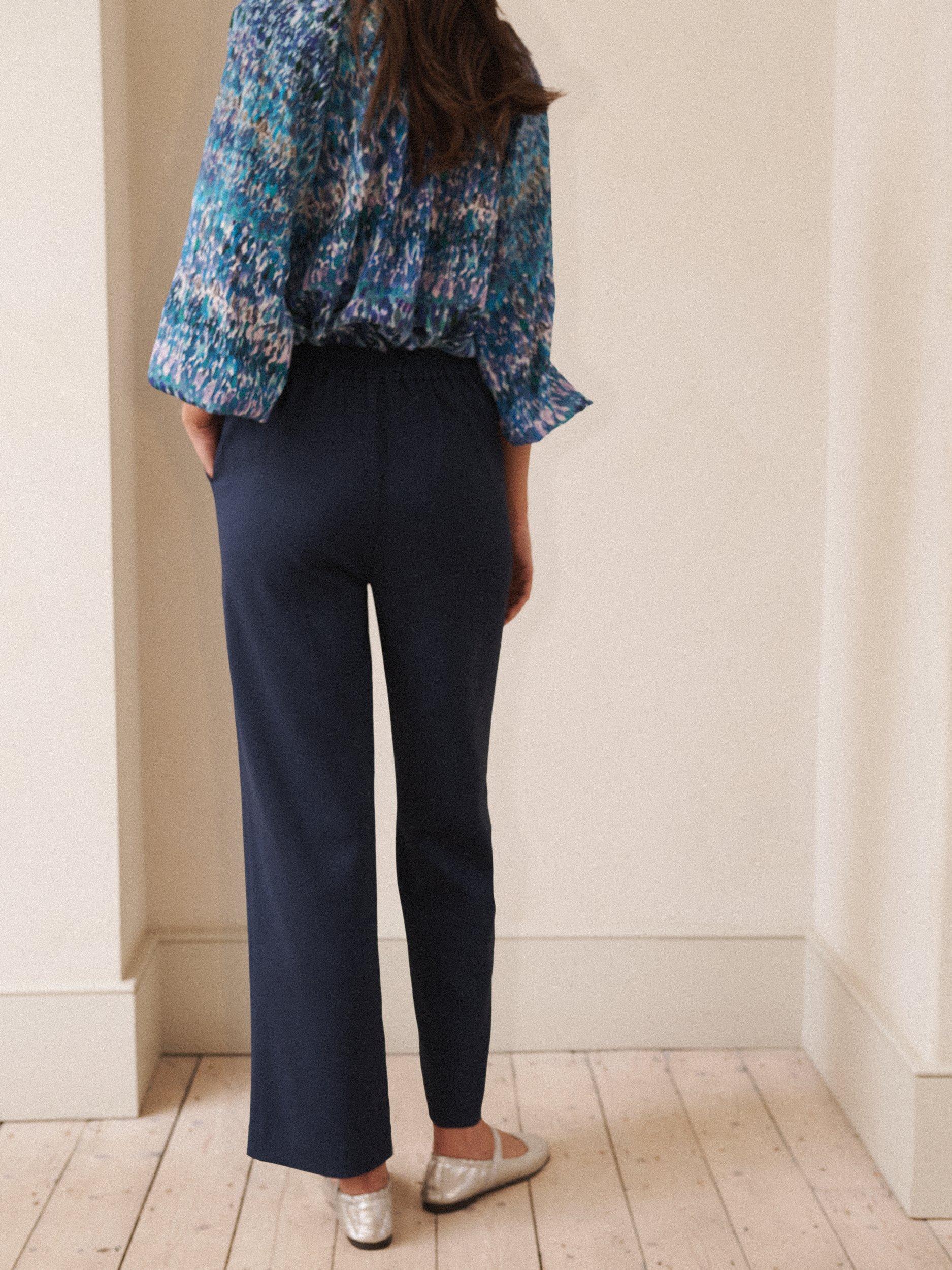 Product image 3 of 7, which shows NRBY Thea Stretch Tailored Trousers, Navy, 8