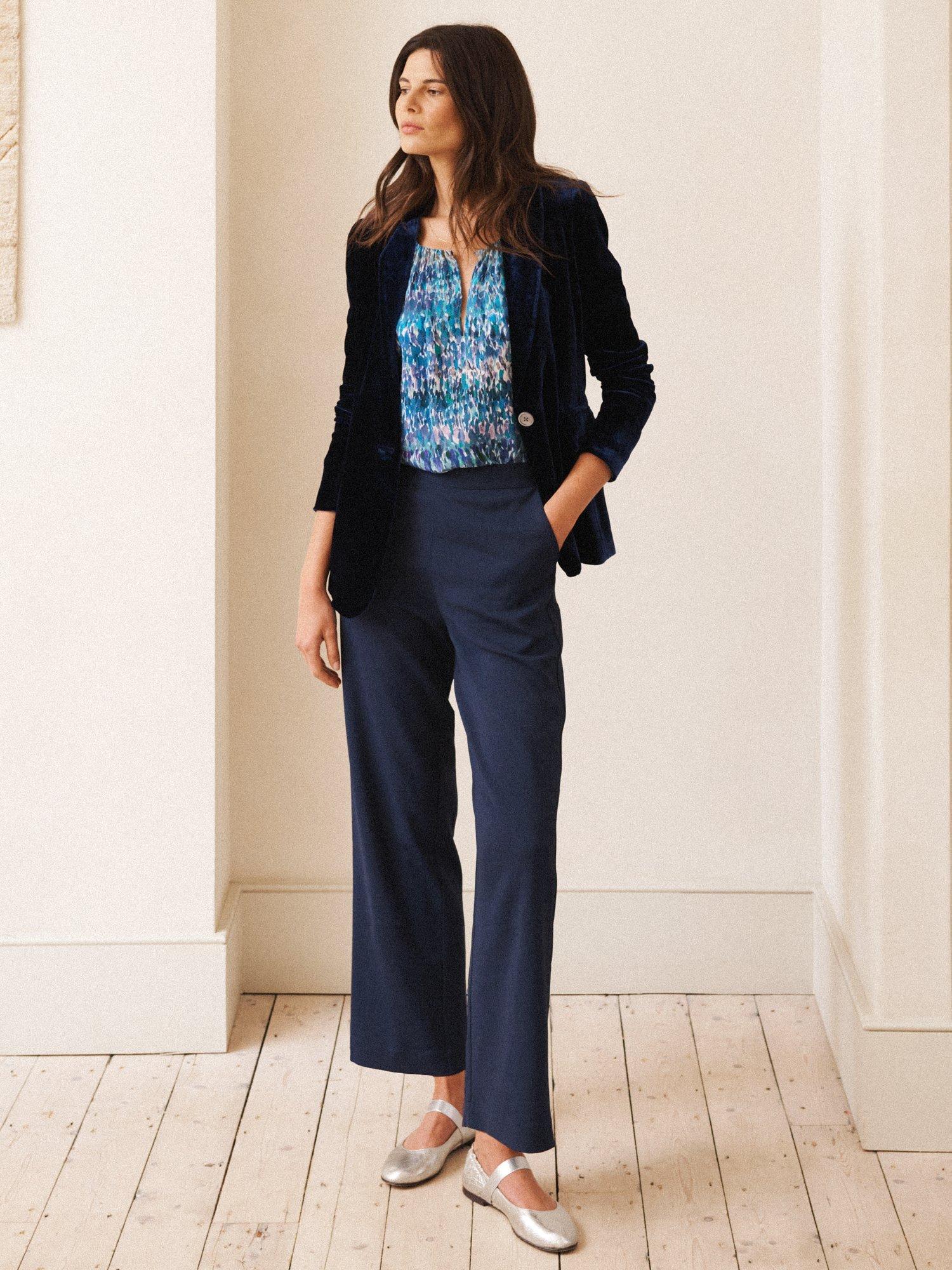 Product image 5 of 7, which shows NRBY Thea Stretch Tailored Trousers, Navy, 8