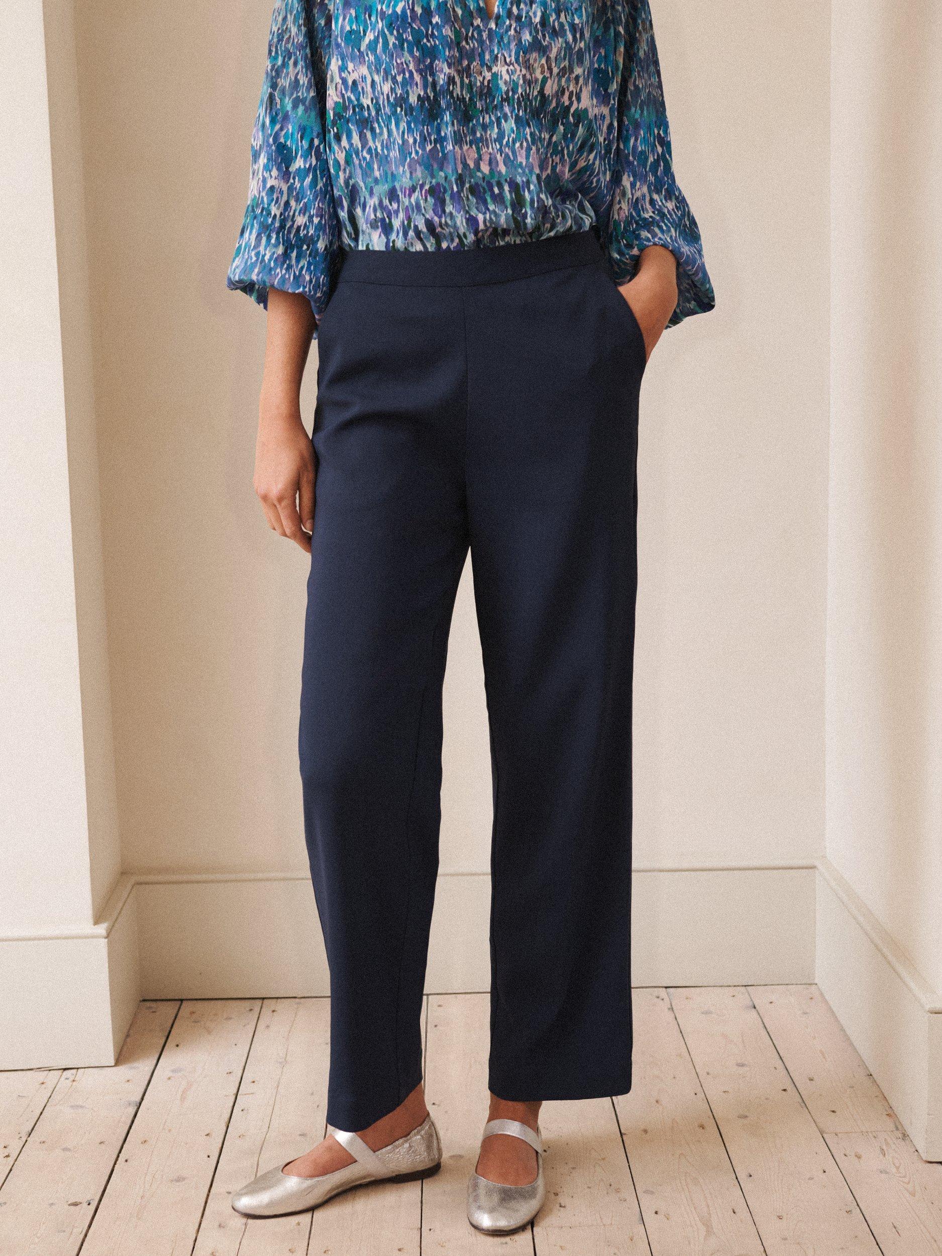 Product image 7 of 7, which shows NRBY Thea Stretch Tailored Trousers, Navy, 8