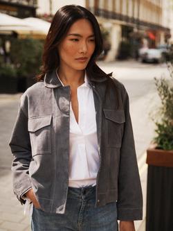 NRBY Villette Suede Jacket, Dusty Blue - view 2, Dusty Blue