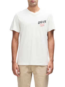 Deus ex Machina Cotton Regular Fit Short Sleeve Dogleg Graphic T-Shirt, Dirty White, Dirty White