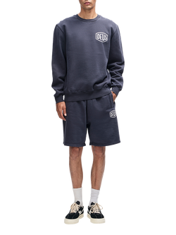 Deus ex Machina Shield Logo Garment Dyed Cotton Sweatshirt, Mechanic Blue, Mechanic Blue