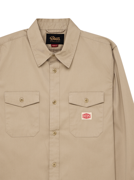 Deus ex Machina Cotton Blend Regular Fit Work Shirt, Khaki - view 2, Khaki