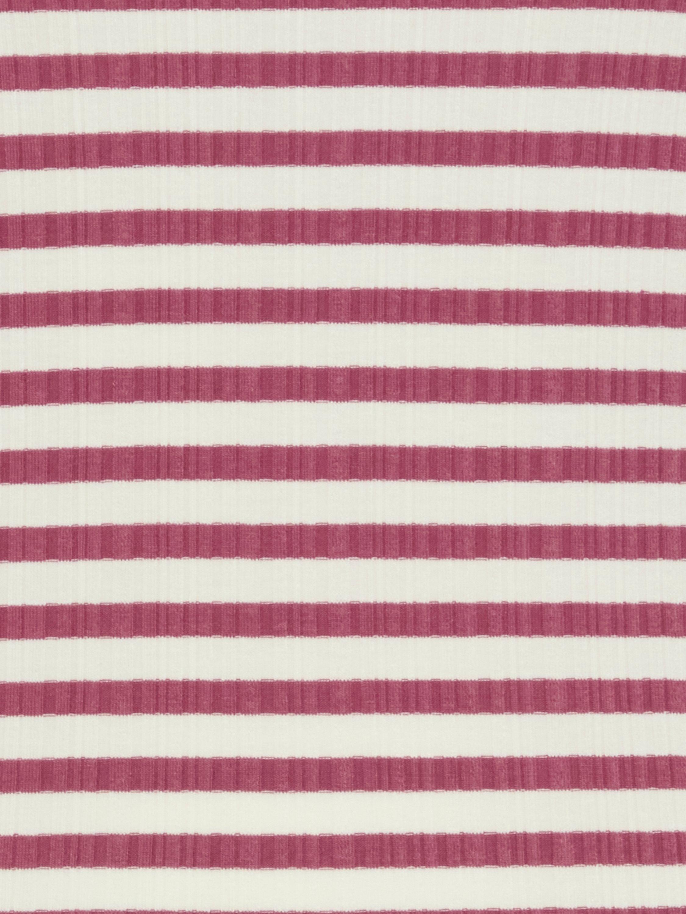 Product image 7 of 7, which shows ICHI Cella Stripe Crew Neck T-Shirt, Maroon/Cloud Dancer, XS